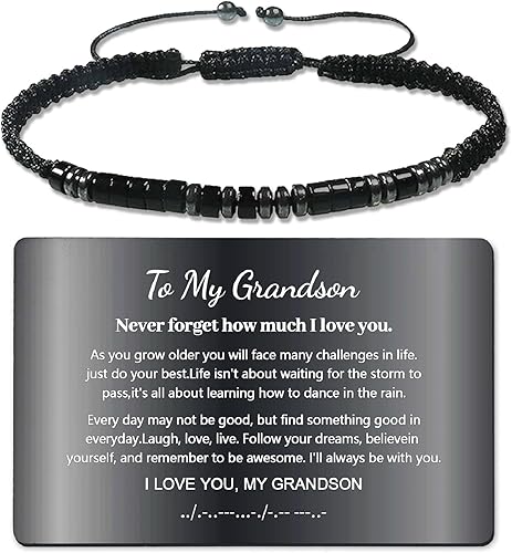 Miniatura 7 de Pulsera de código morse "Te quiero" con tarjeta de billetera grabada, regalos para hijo/nieto, pulsera de cuentas hecha a mano, regalos de Navidad