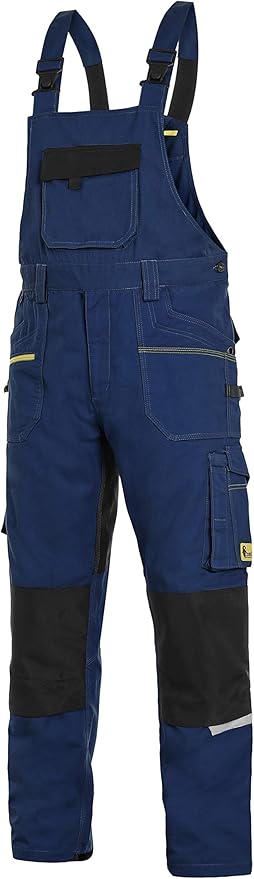 Högert KALMIT Herren Arbeitsoverall Grau - Robuste Latzhose Mit 6 Taschen & Kniepolstern