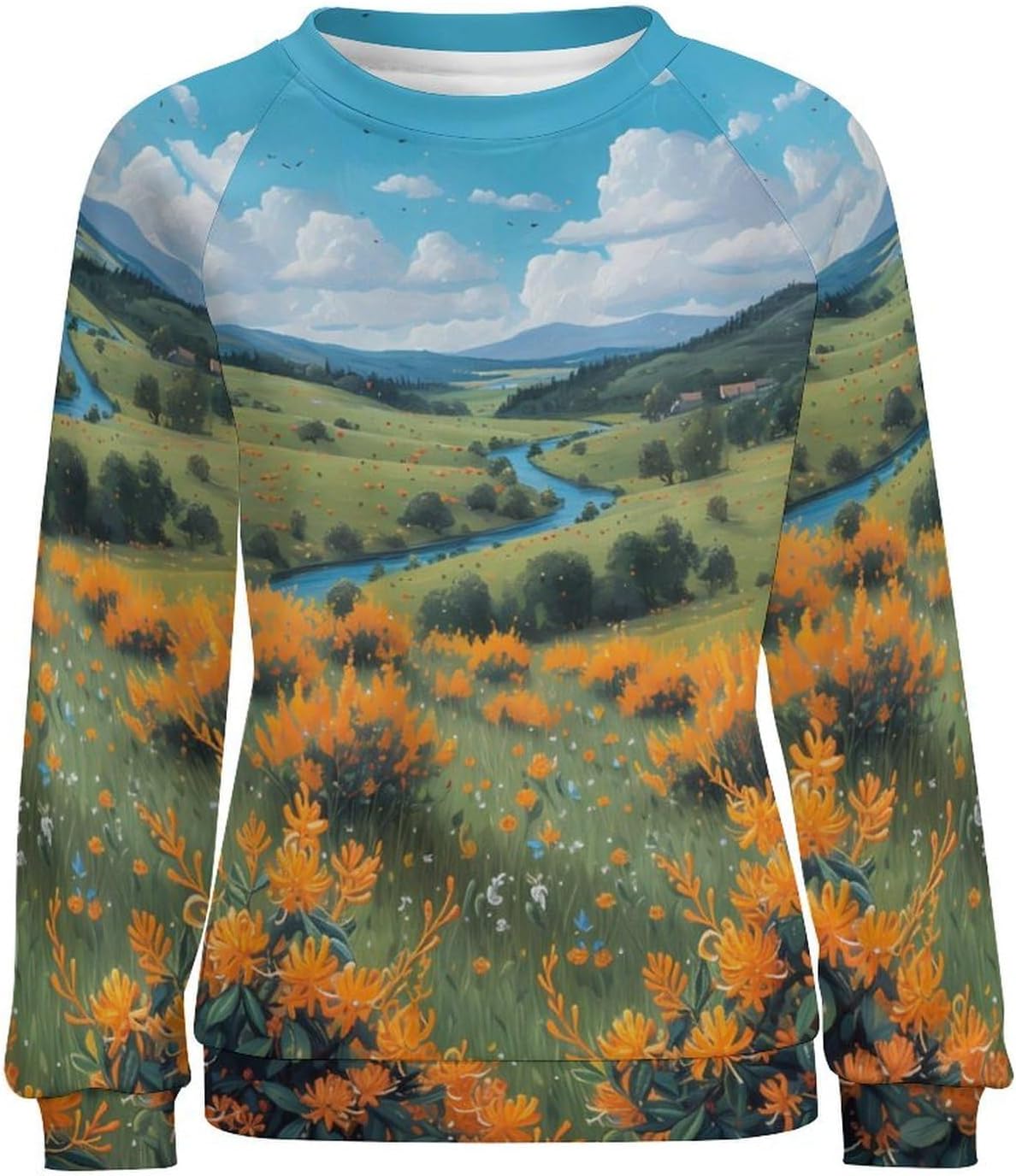 LOAIHA Women's Floral Printed Sweatshirt Long Sleeve Crewneck Hoodies FLower Sweaters Graphic T Shirts Pullover Ladies Tops - Image 4