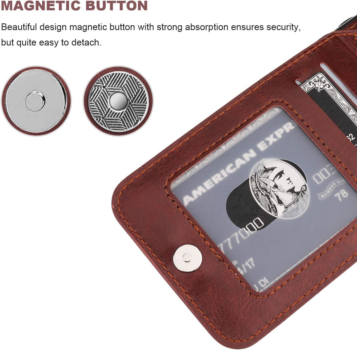 KIHUWEY Compatible with iPhone X/Xs Case Wallet with Credit Card Holder, Premium Leather Magnetic Clasp Kickstand Heavy Duty Protective Cover for iPhone Xs/X 5.8 Inch(Brown) - Image 7