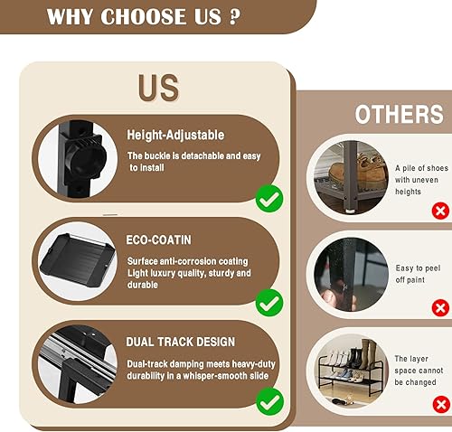 Miniatura 5 de Shoe Storage Rack, 4 Tier Pull-Out Shoe Rack Adjustable Height Retractable Vertical Shelf Organizer Shoe Shelf for Closet Shoe Cabinet