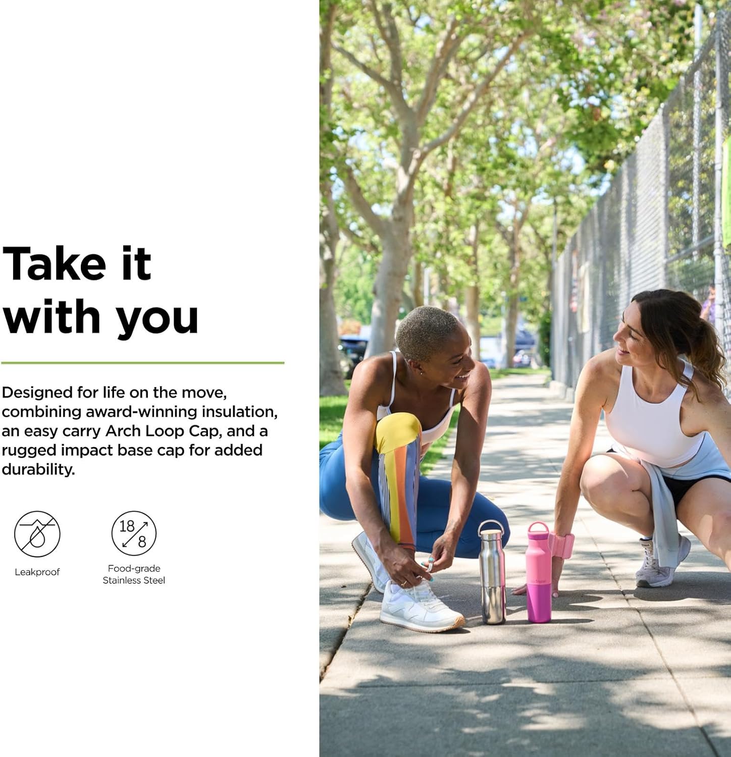 Klean Kanteen Rise Classic Insulated Water Bottle - Keep Drinks Cold for 65 Hours - Stainless Steel - Insulated Water Bottle - Leak & Sweat-Proof - Arch Loop Cap - 20 oz - Barely Blue - Image 3