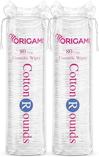 Origami Cotton Pads for Face Makeup Removal Pre Makeup Cleansing 80 Soft Round Pads - Pack of 2 (160 Pads)