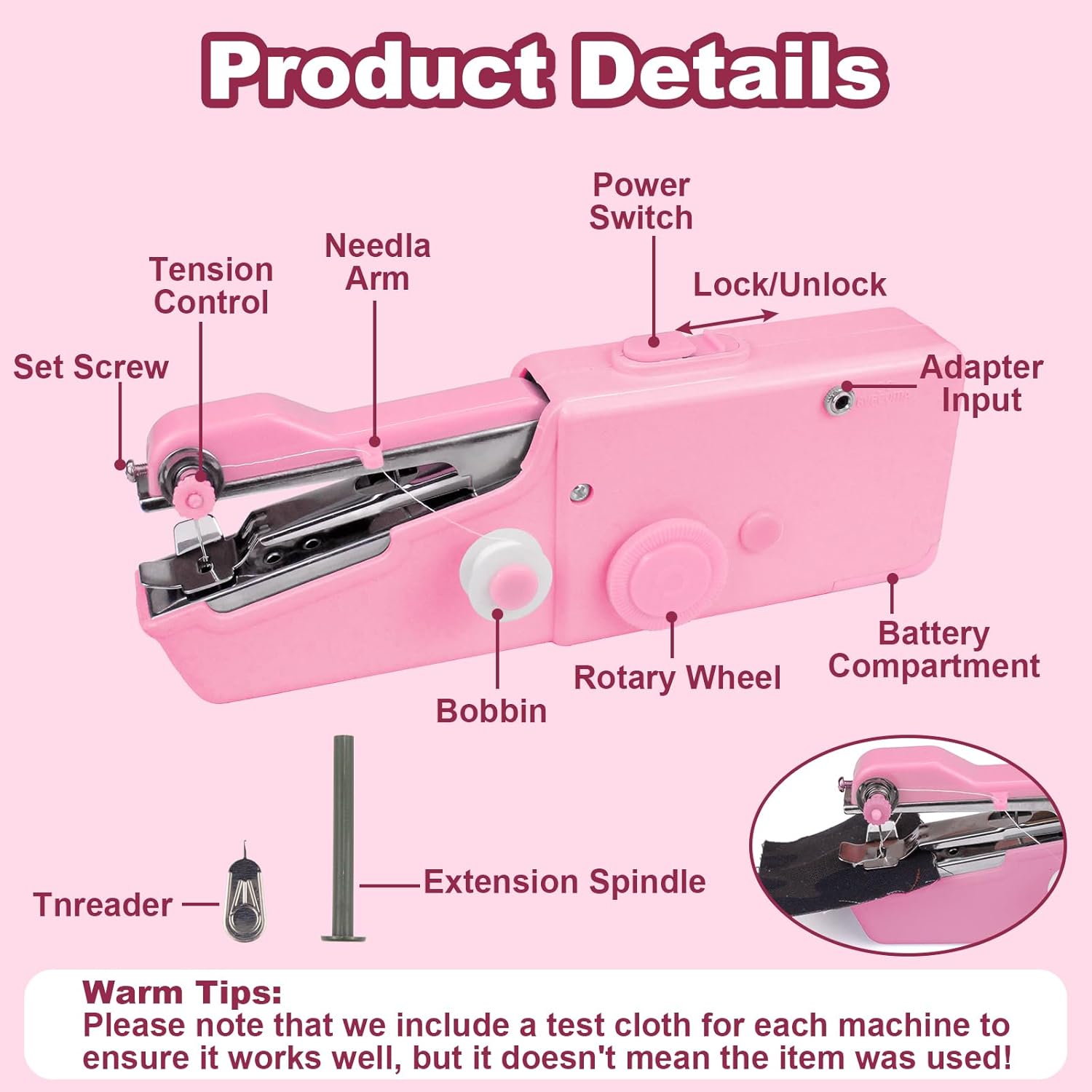 Handheld Sewing Machine, Mini Portable Handheld Sewing Machine, Hand Held Sewing Device, Easy to Use and Fast Stitching for Adults, Beginners, and Quick Home Repairs - Image 2