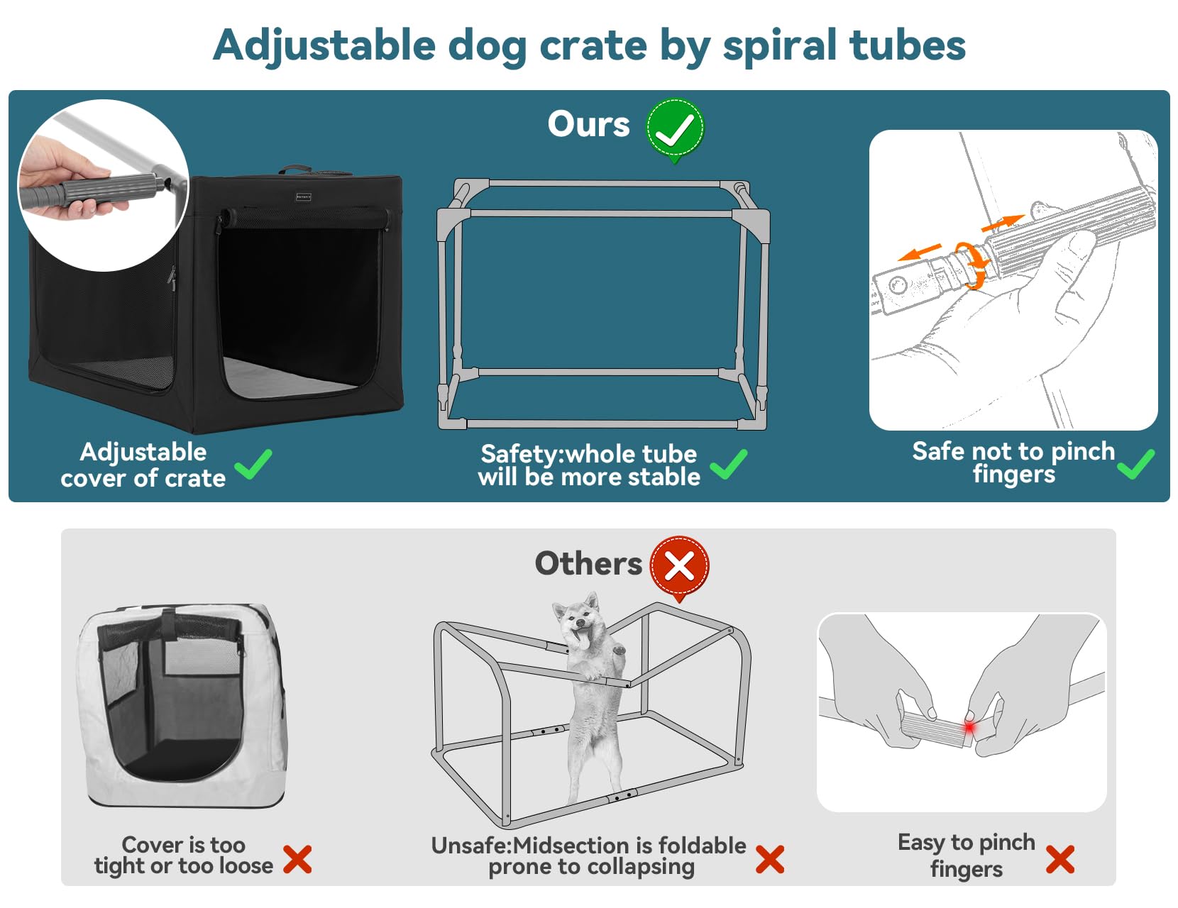 Petsfit trasportino morbido per cani, design strutturale regolabile, Cuccia per cani pieghevole, con tappetino spesso per interno e esterno,Marrone, 100x64x63CM