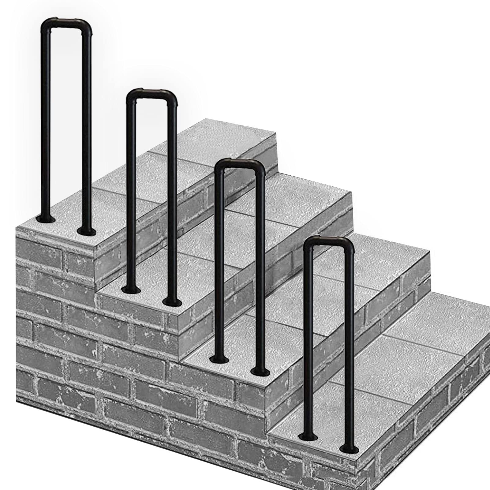 Rampe d'escalier extérieure en métal avec support de fixation mural robuste