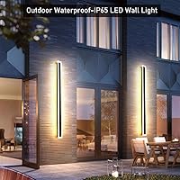 Vista 2 de Paquete de 2 luces LED de pared modernas para exteriores de 59 pulgadas, 45 W, impermeables, IP65, blanco cálido, 110 V, lámpara de pared
