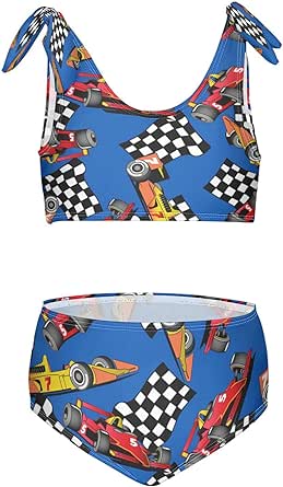 Amazon.com: Dussdil Racing Race Cars Girls Swimsuits 2 Piece Swimwear ...