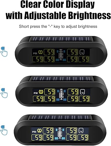 Miniatura 7 de B-Qtech Sistema de monitoreo de presión de neumáticos RV solar inalámbrico TPMS de alto brillo para remolque de viaje autocaravana (0  199 PSI) con