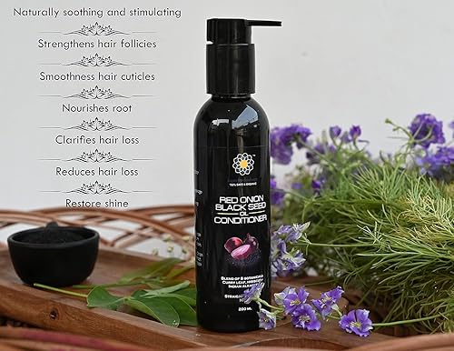 Miniatura 8 de Acondicionador botánico – Cebolla Roja, Semilla Negra, Argán, Coco, Neem, Cáñamo, Amla y Aloe Vera | Acondicionamiento profundo para cabello seco,