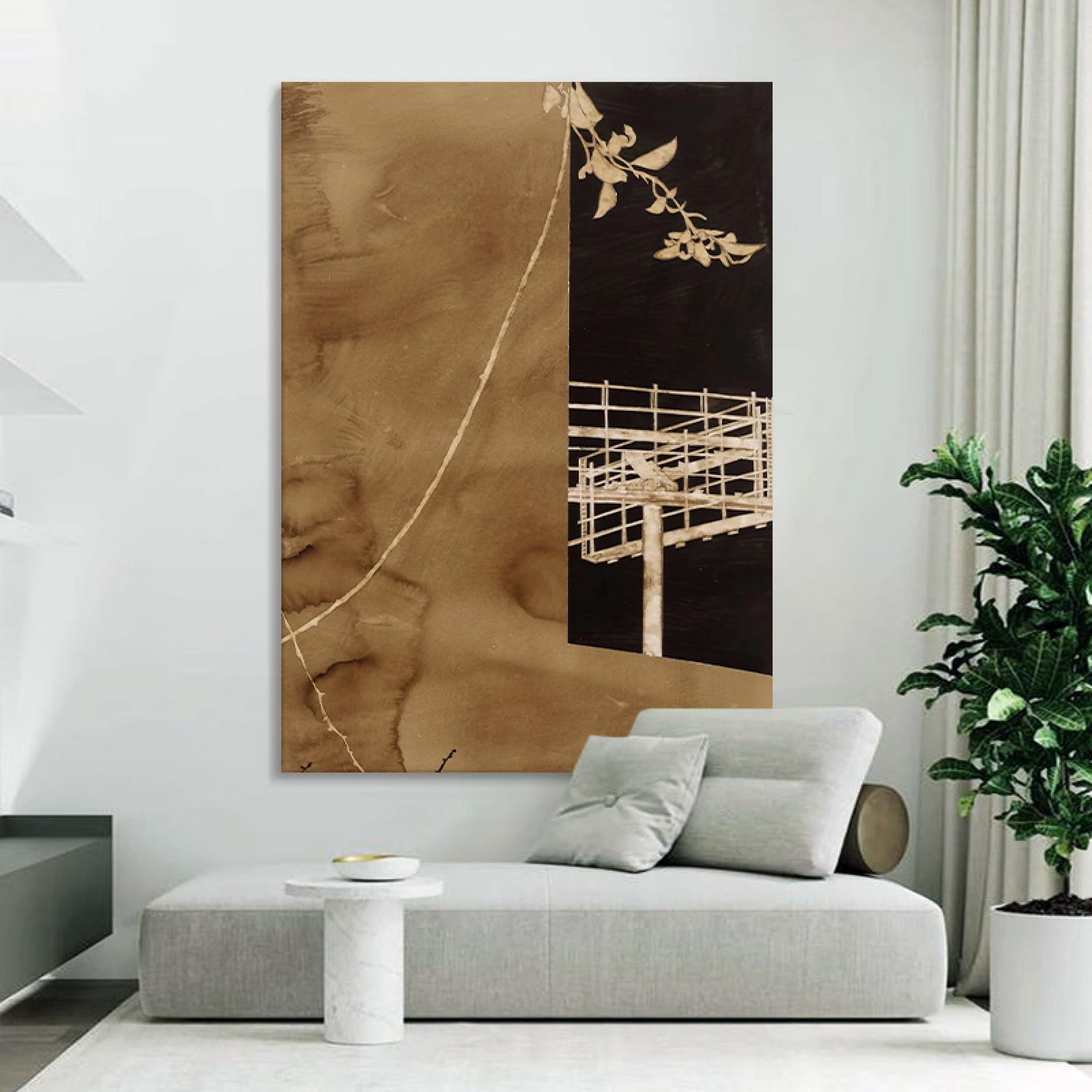 Peinture à l'huile sur toile wabi-sabi pour créer un intérieur apaisant et zen