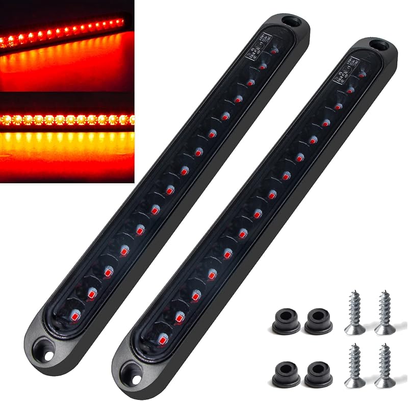 Barra de luz traseira LED KEING 10" com 15 LEDs para caminhão e trailer, vermelha, lente fumê – 2 unidades