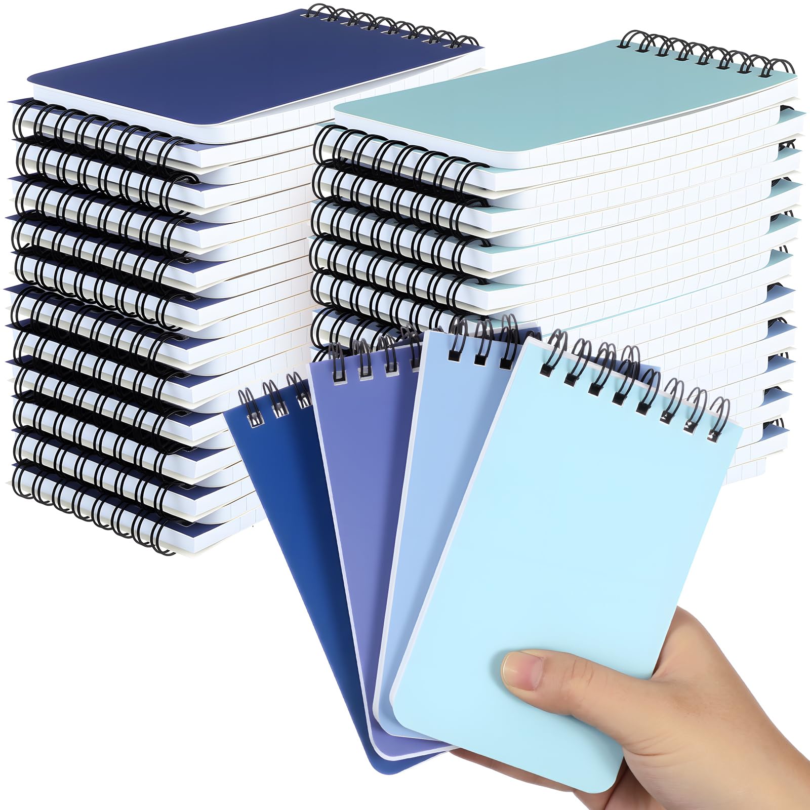 Resurhang 48 cuadernos de bolsillo pequeños a granel, 7,6 x 12,7 cm, con páginas rayadas, mini bloc de notas en espiral para escuela, oficina, suministros para el hogar, regalo, 4 colores surtidos