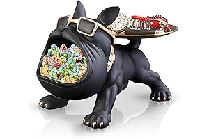 Elegant Resin French Bulldog Tray Statue, Bulldog Candy Holder, Collectible Bulldog Accessories...