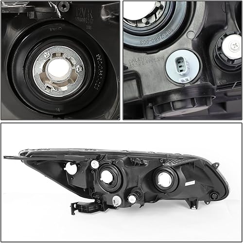 Miniatura 6 de Auto Dynasty Conjunto de faros delanteros LED DRL compatible con Honda Accord 4 puertas Sedan 2013-2015, lado del conductor y del pasajero, lente