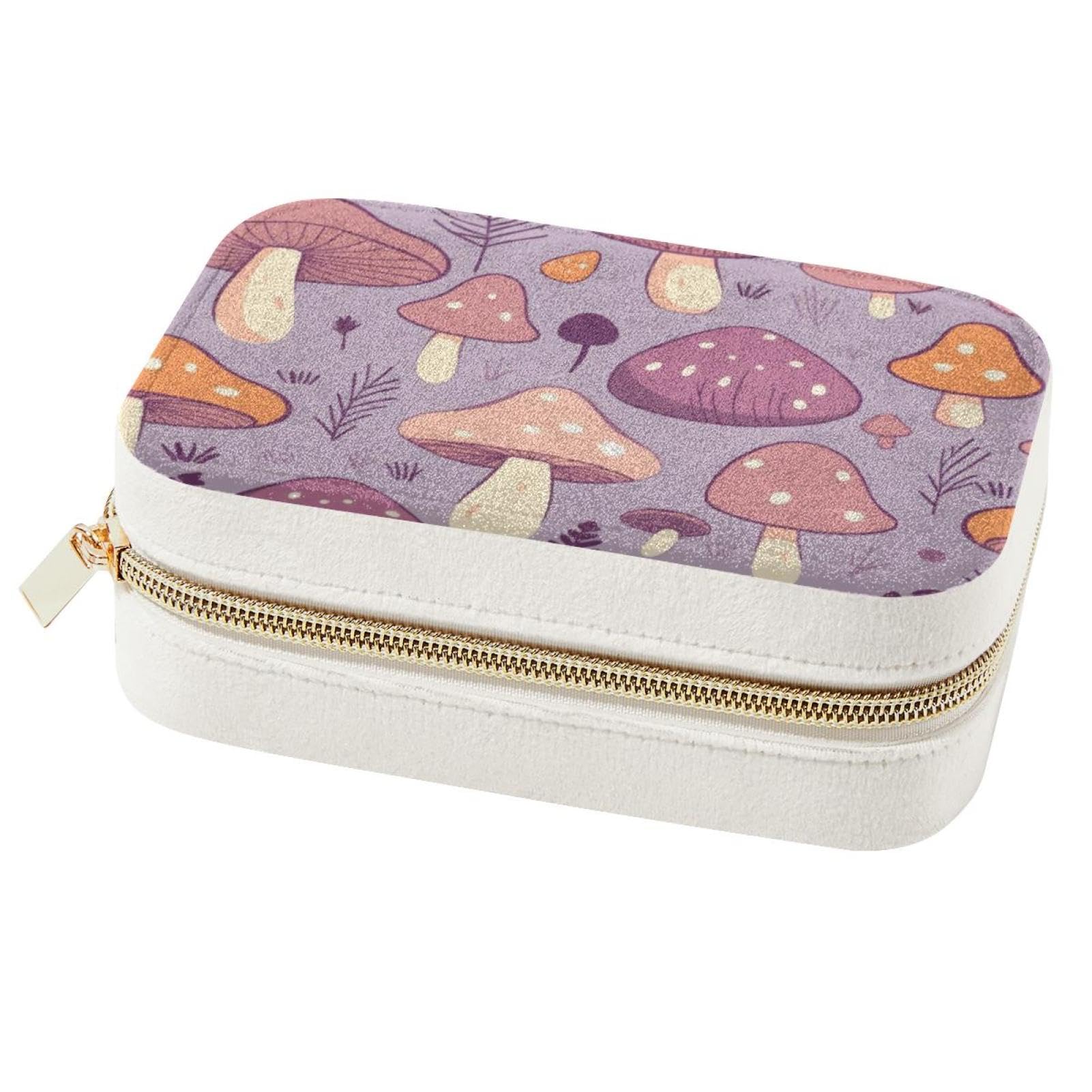 Boîte à bijoux champignon violet grand format pour bagues et colliers