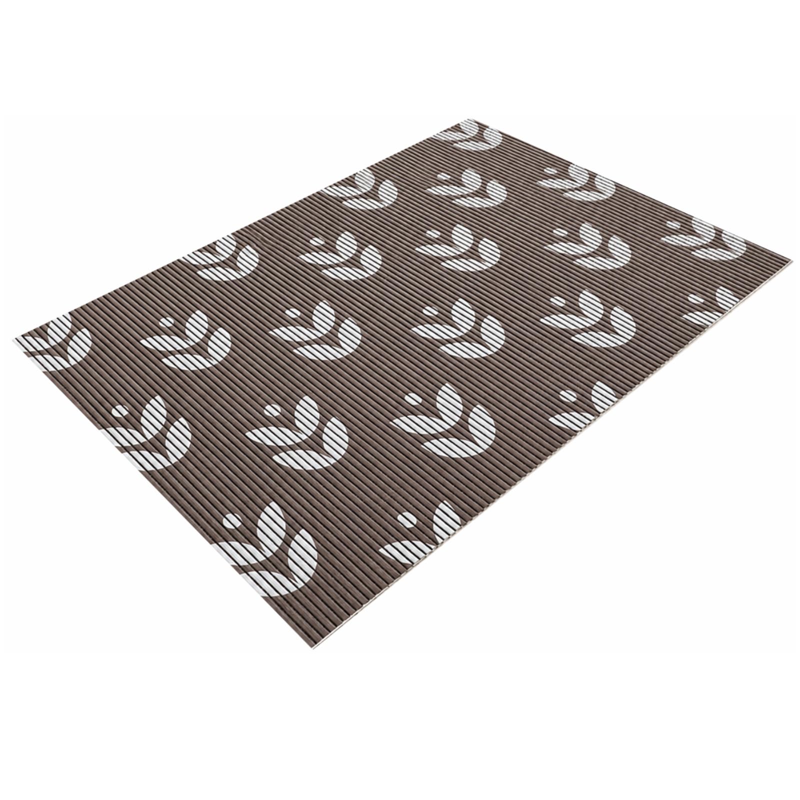 Haustier-Futtermatte mit braunem Blumenmuster, 103 x 64 cm saugfähige, schnell trocknende Bodenunterlage, wasserdicht, rutschfestes PVC, für Futter- und Wassernäpfe, leicht zu reinigen