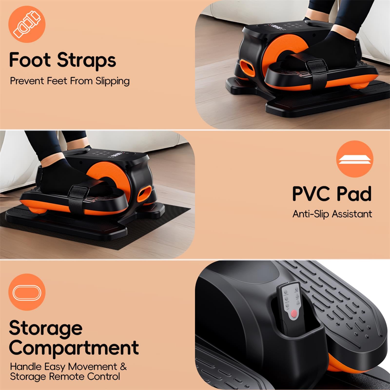 Morelax Ellittica Elettrica Sotto la Scrivania, Mini Ellittica da Casa con Telecomando, Display, Silenzioso e Portatile, Trainer Ellittiche a Pedaliera con 12 Velocità Regolabili per Anziani e Adulti