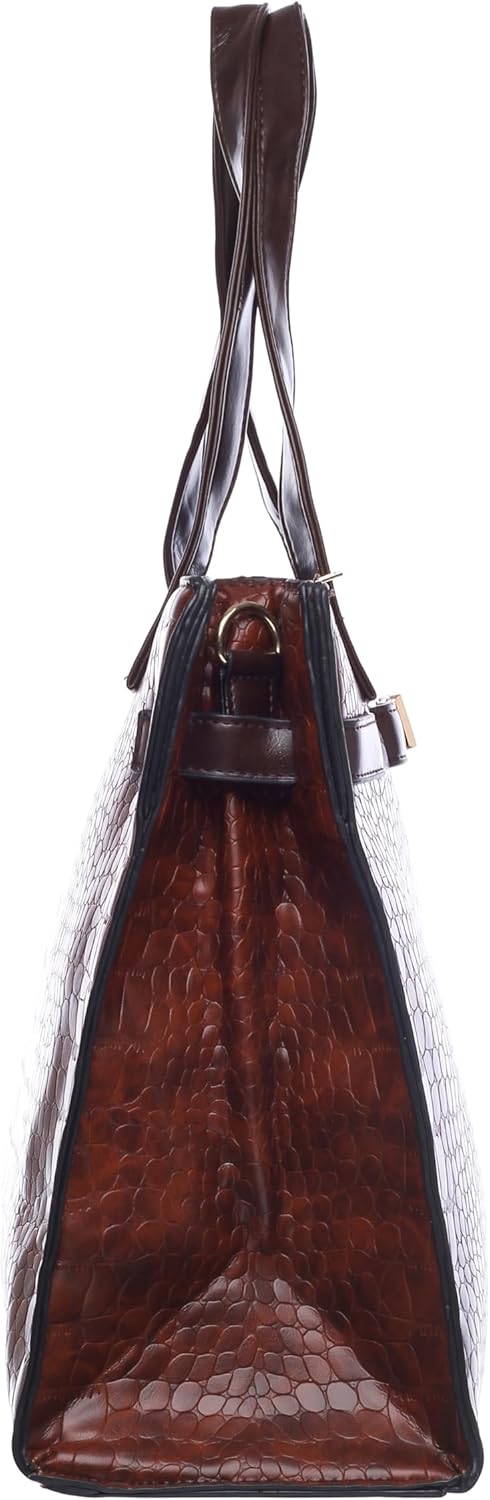 Crocodile-Embossed Tote Bag for Women – Stylish Large Shoulder Handbag, Fits 15.6" Laptop – Work & Office Purse