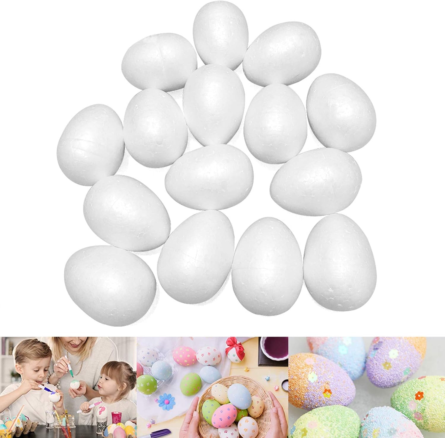 ACTENLY 12 Pcs Natural White Styrofoam Eggs Craft Egg Foam Handmade Balls Polystyrene Balls for Easter Eggs Decoration Arts and Craft Use - Size 5.51 Inches