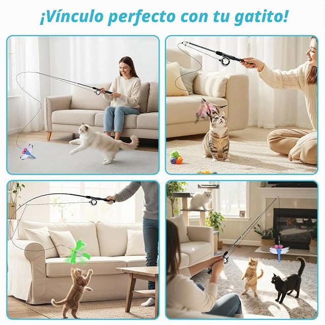 Foto 7 de 7 de Pawaboo Palo de Gato Divertido, Juguete Interactivo con Plumas para Gatos