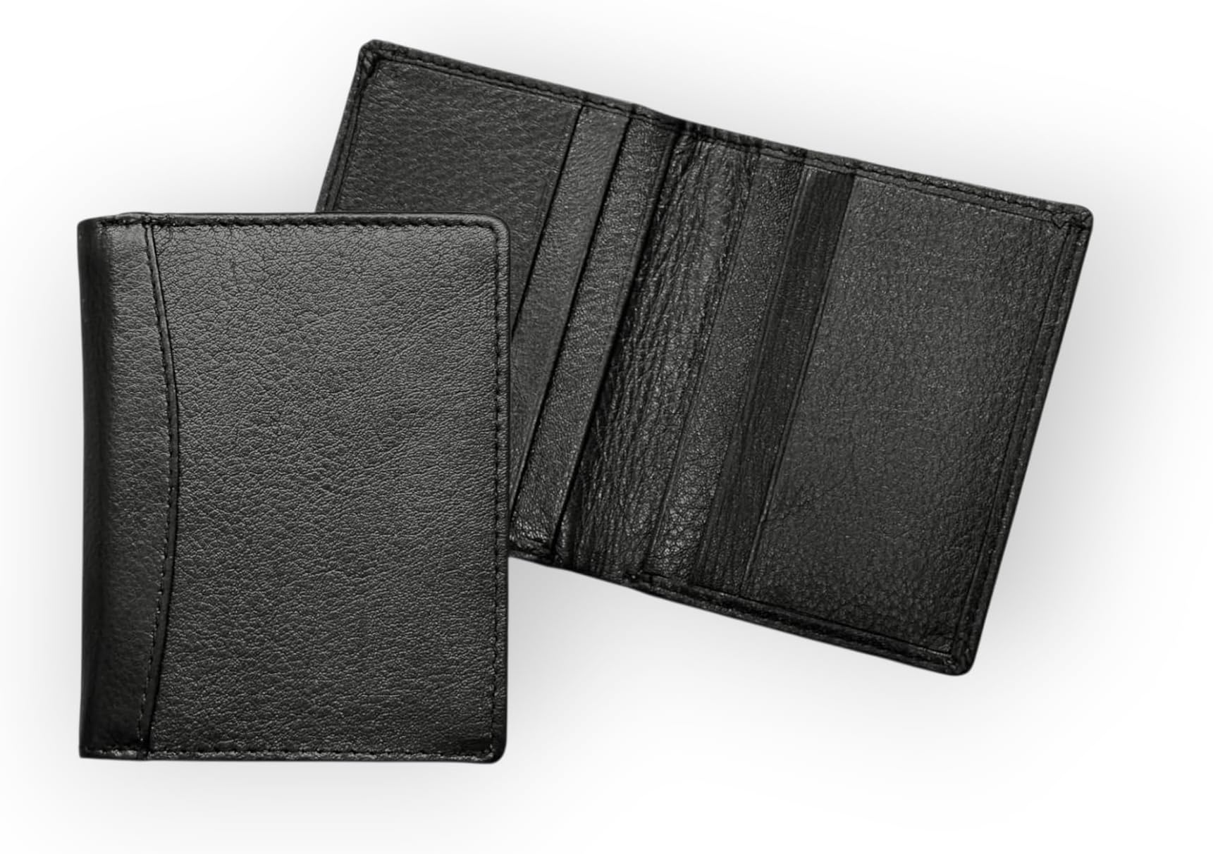 RAS Black Slim RFID Blocking Card Holder Wallet – Genuine Nappa Leather Minimalist Front Pocket Card Case with Note Pocket – Ultra Slim Design Holds 6 Cards & Cash