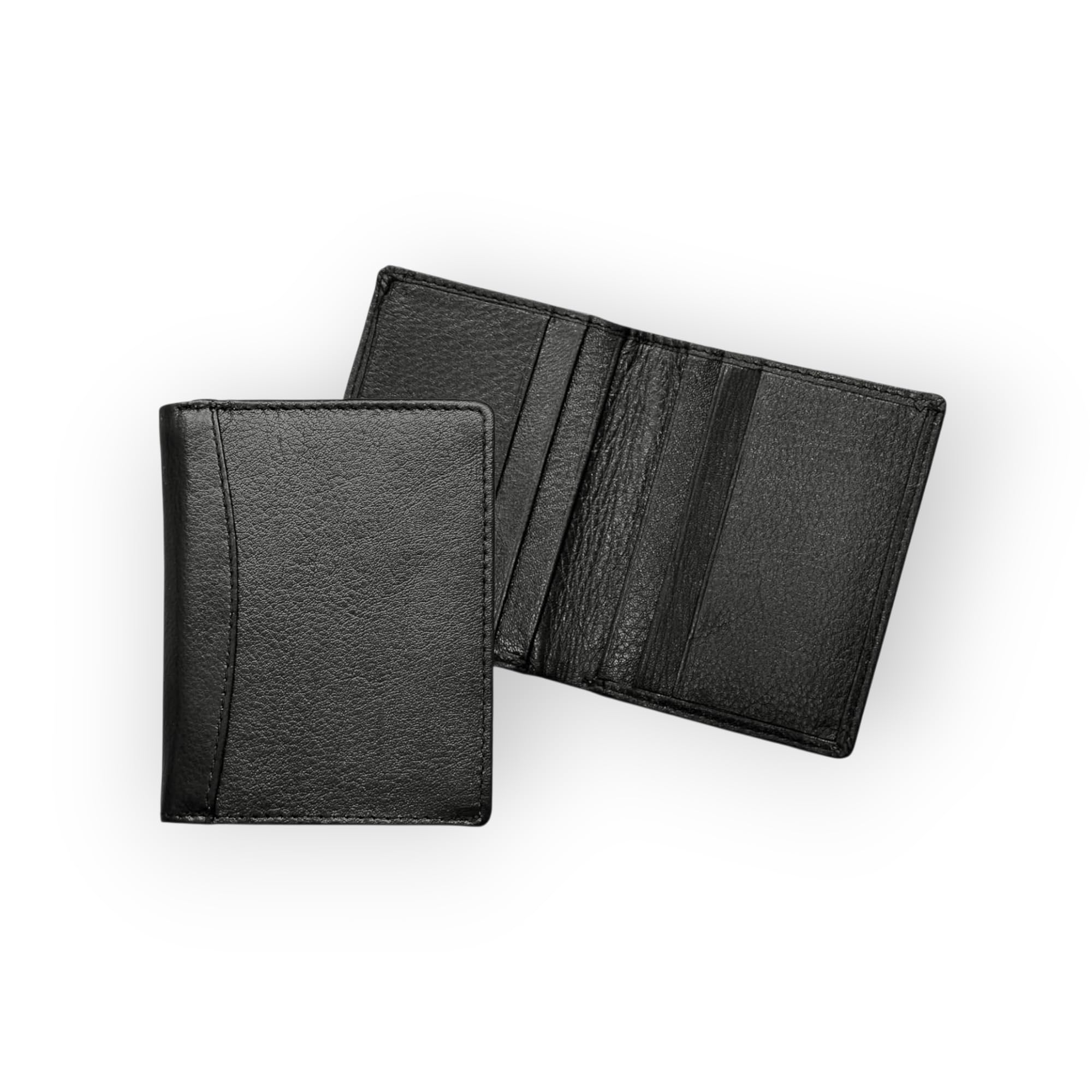 RAS Black Slim RFID Blocking Card Holder Wallet – Genuine Nappa Leather Minimalist Front Pocket Card Case with Note Pocket – Ultra Slim Design Holds 6 Cards & Cash