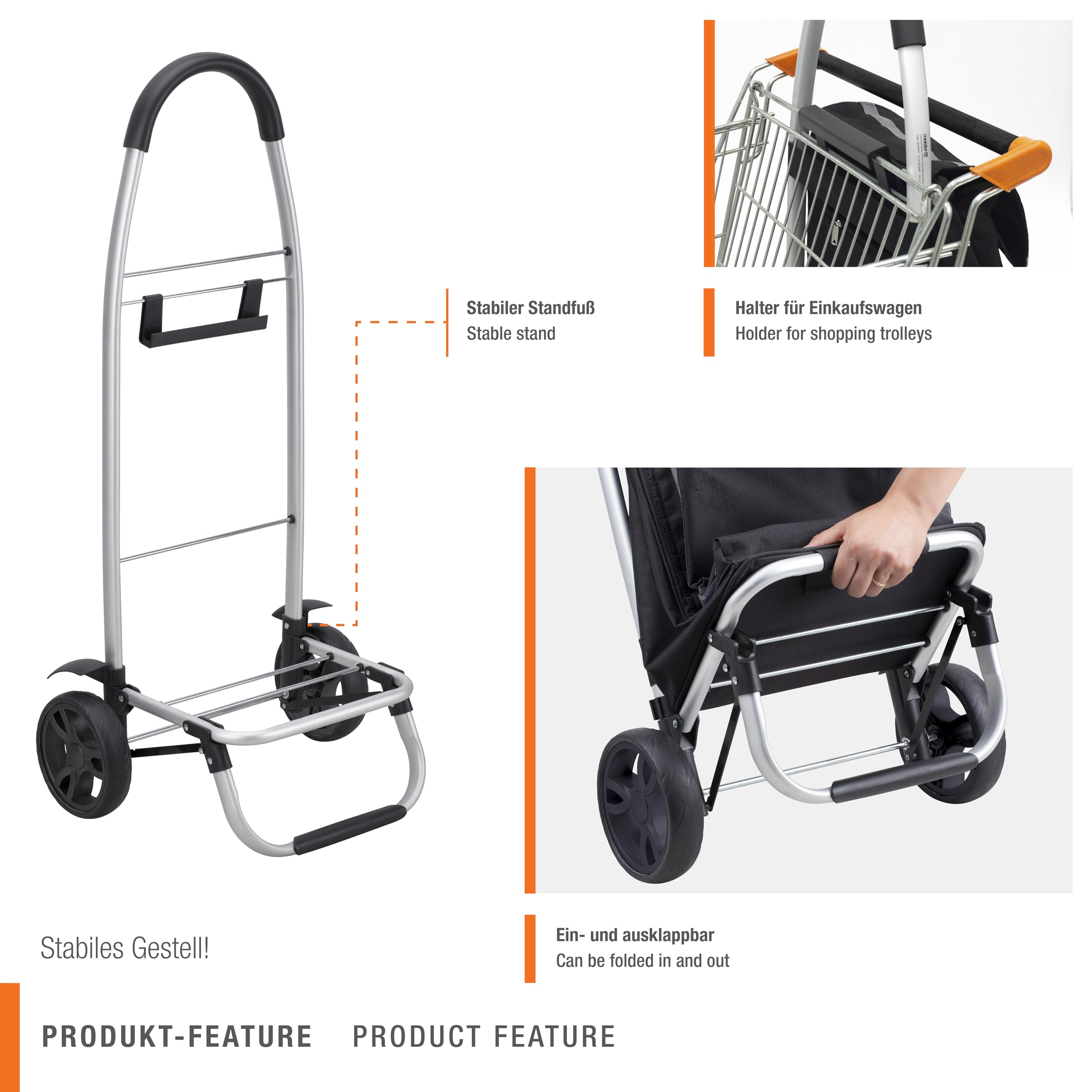 Chariot de Courses Meister 56 Litres Roues Larges Compartiment Réfrigérant Sac Amovible Pliable