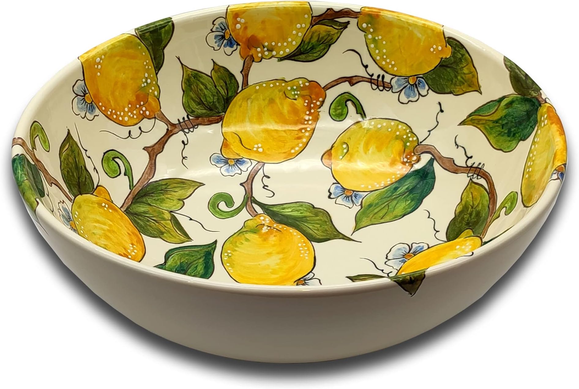 Large Ceramic Bowl for Kitchen - Italian dinnerware pasta bowl - Platter serving tray - Hand painted Lemon pottery bowls - Made in Italy plates set - Ceramics salad tuscan soul pottery