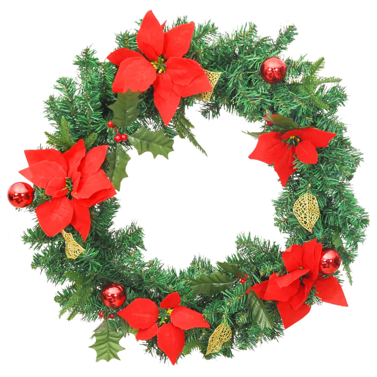 Weihnachtskranz mit Grün 60 cm PVC, CIADAZ Weihnachtsdeko, Türkranz Weihnachten, Adventskranz Modern, Christmas Decor, Türkranz Weihnachten Außen, Türkranz Winter 321517