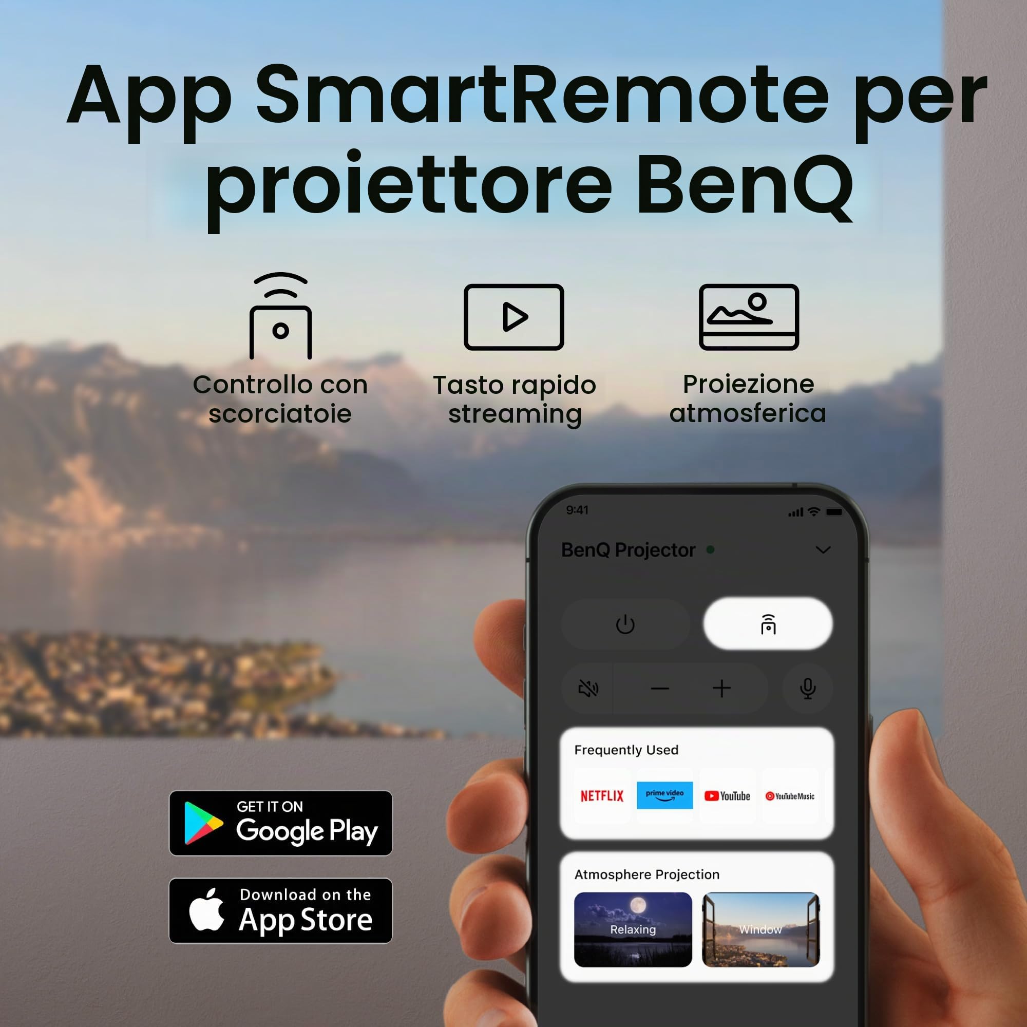 BenQ TK705STi Proiettore 4K HDR a Tiro Corto, 3000 ANSI Lumen, Google TV con Netflix, HDMI 2.1, Basso Input Lag, Schermo 150" per Home Cinema