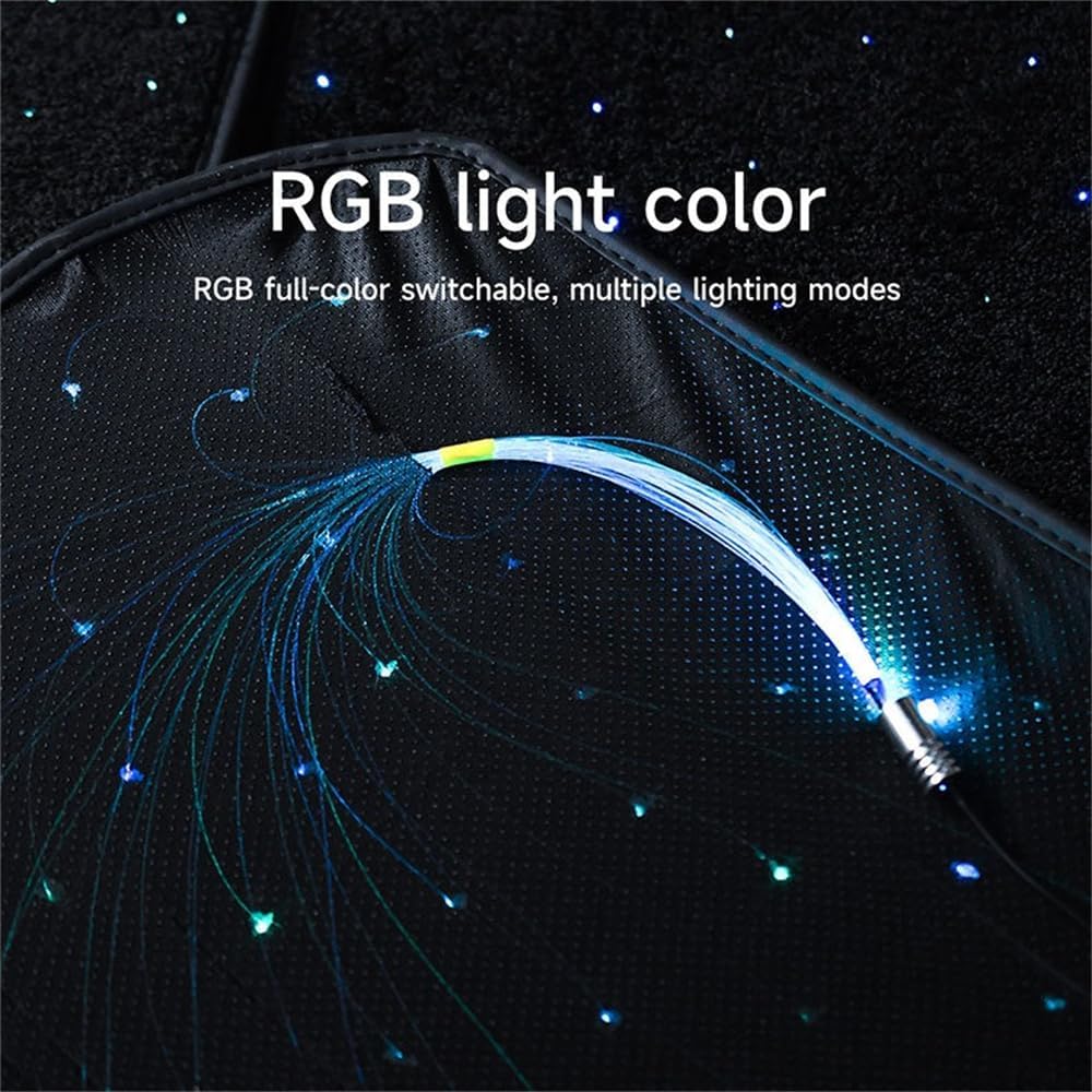 Interior Star Lights for Car, LED Starlights Floor Mats, Carpet Fiber Optic Foot Light Decoration (Set of 2)