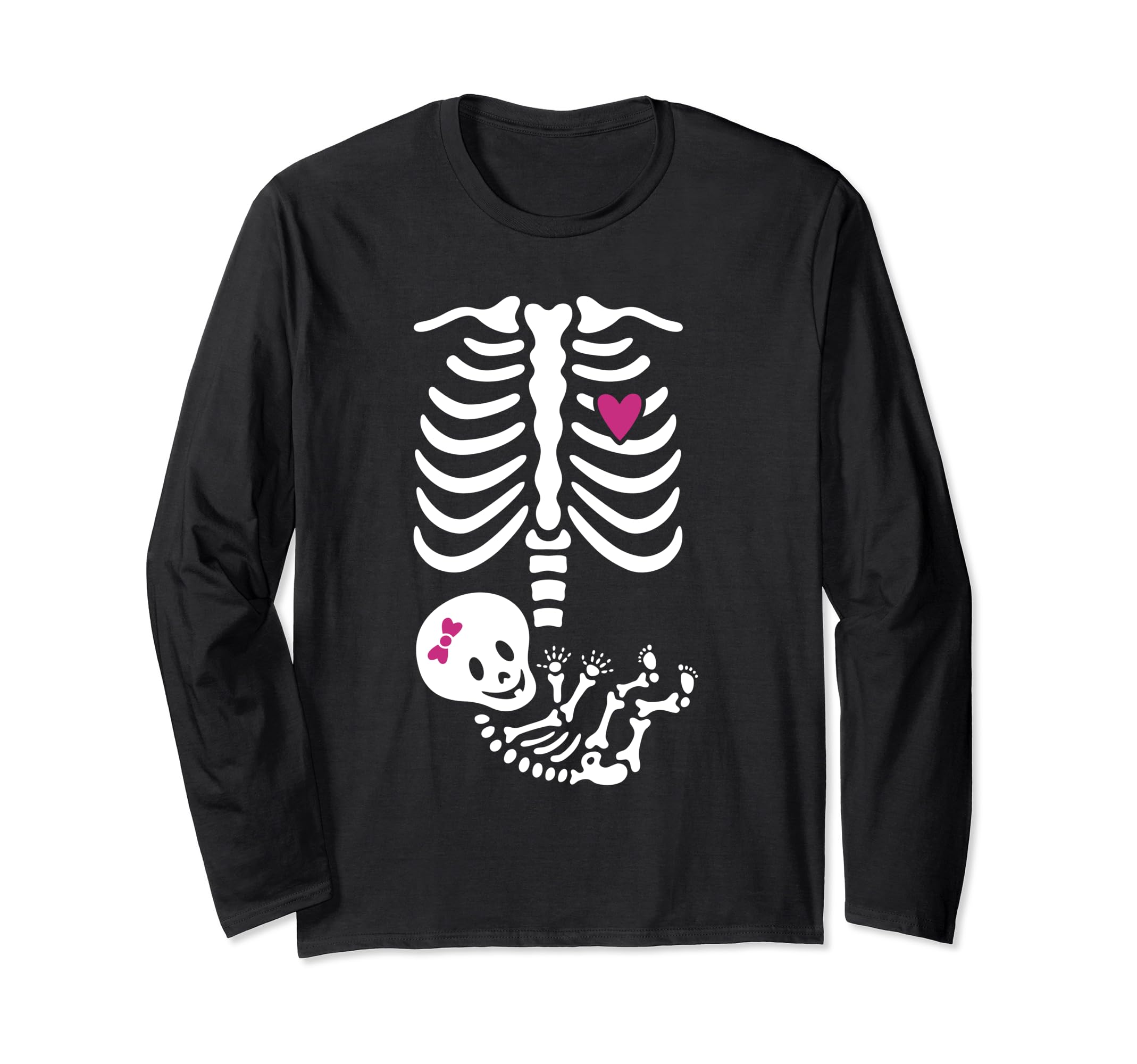 Funny Halloween Pregnancy Tee Disfraz de Halloween para mamá, camiseta de esqueleto embarazada Manga Larga