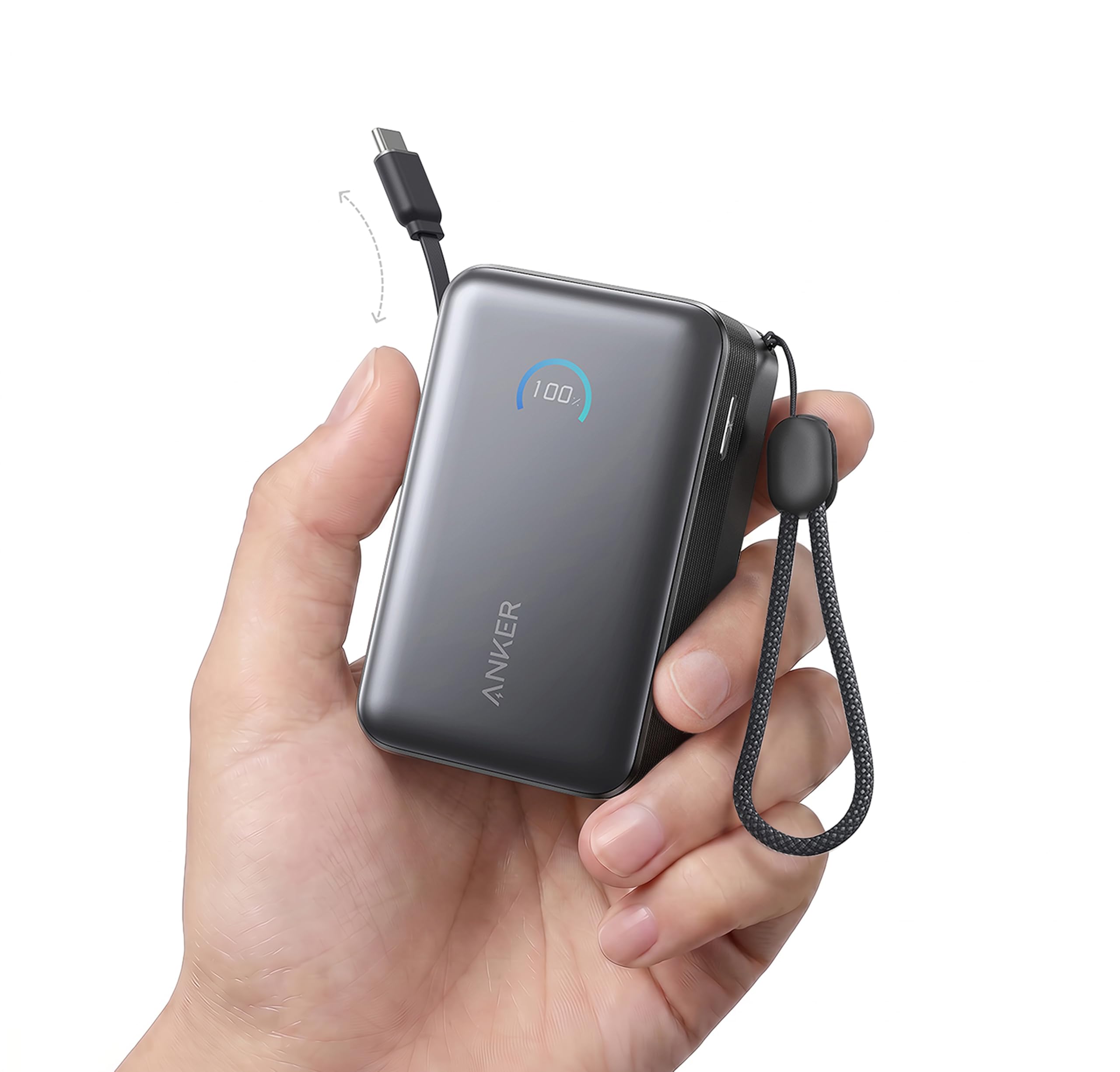 Anker Nano Portable Charger, 45W 10000mAh with 2.3 ft Retractable Cable, Compact Power Bank, Travel Essential Phone Battery Pack for iPhone 17/16 Series, iPad, Galaxy, Pixel, and More