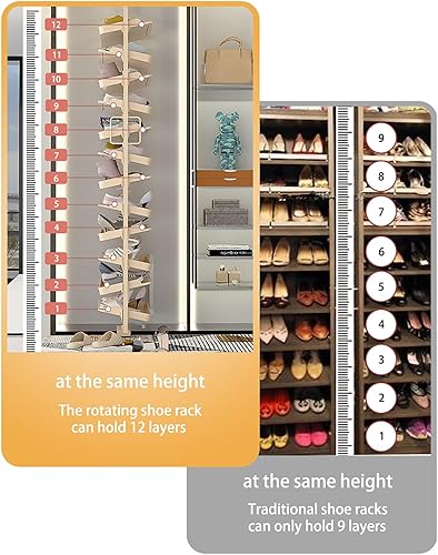 Miniatura 4 de Zapatero giratorio,Estante giratorio de 360,Zapatero cerrado,Zapatero oculto,Soporte giratorio de metal de pie libre,Simple y moderno, para