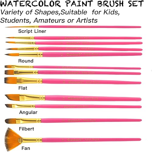 Miniatura 4 de Genixart Juego de pinceles para acuarela al óleo acrílica, pelo de nailon sintético, pinceles para artistas, para uñas, rostro, cuerpo, pintura