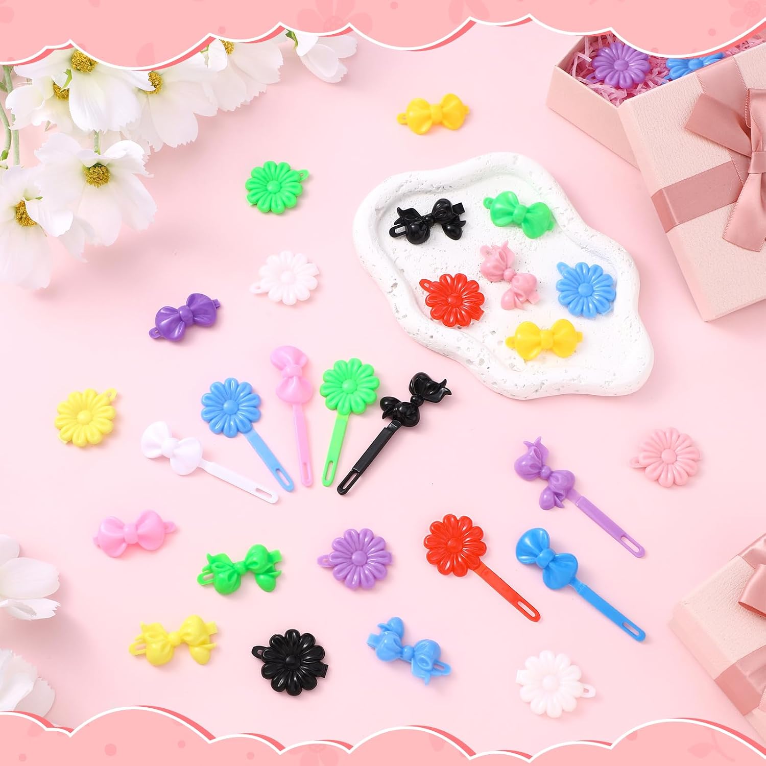 Janinka 72 Pcs Hinge Barrettes for Toddler Girls,Classic,Bright Color image 5