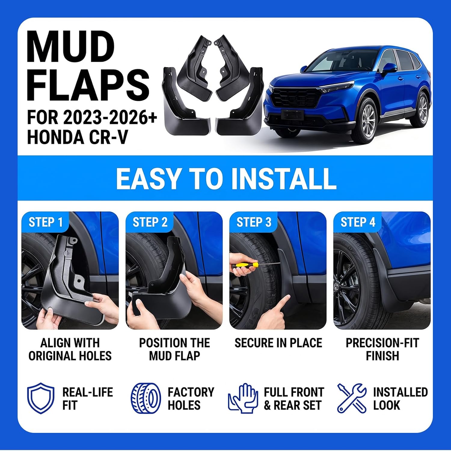 Mud Flaps Splash Guards for Honda CRV 2023-2026, 4Pcs