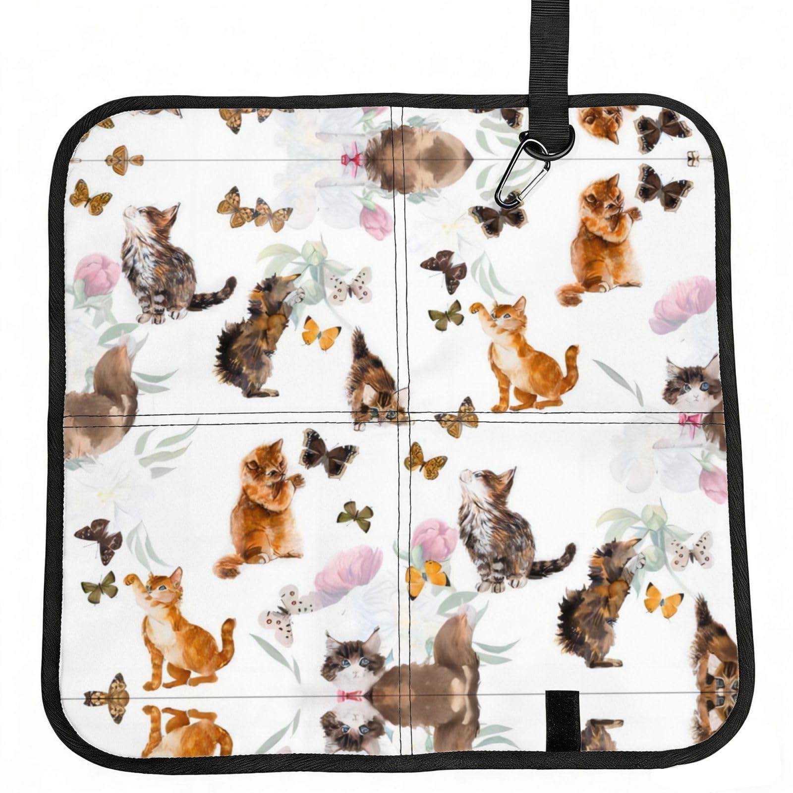 WZYCWB Cat Butterfly Foldable Seating Cushion with Carabiner - Stadium Mat for Camping, Hiking and Outdoor Activities