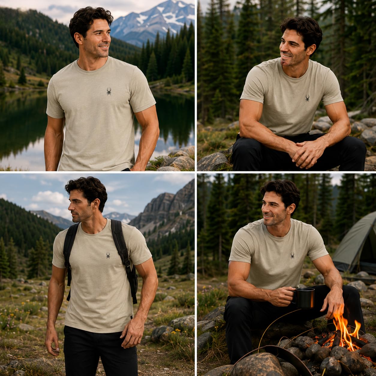 Spyder Camisetas para hombre, mezcla de algodón suave, manga corta, cuello redondo, camisetas casuales para uso diario