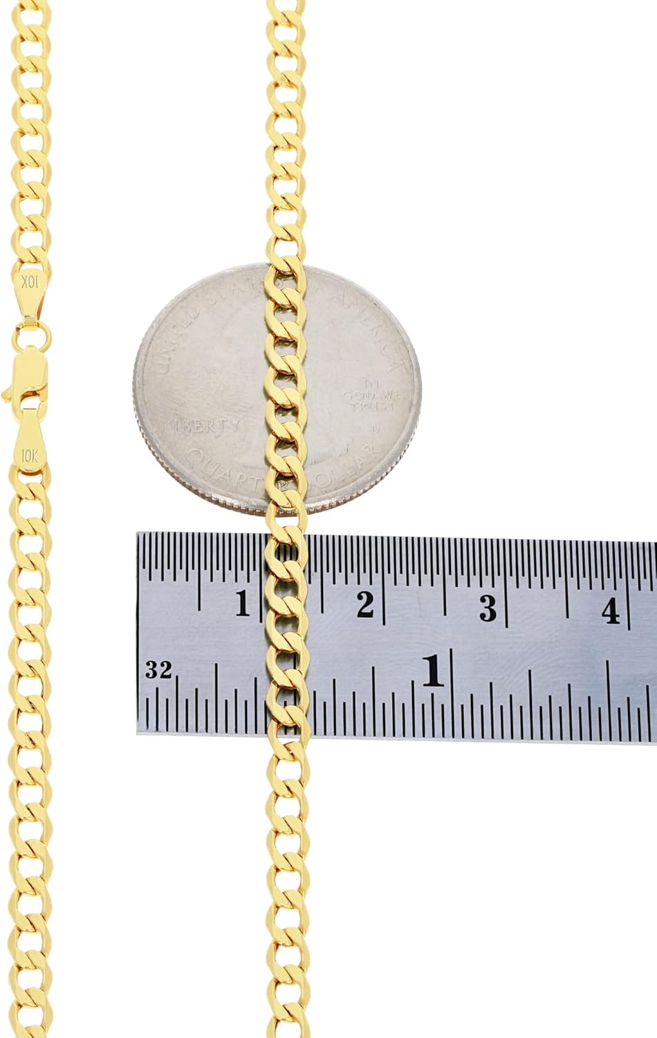 Nuragold 10k Real Yellow Gold Cuban Curb Link 3.5mm Chain Necklace (16"-30") Italian Jewelry for Men & Women - Image 5