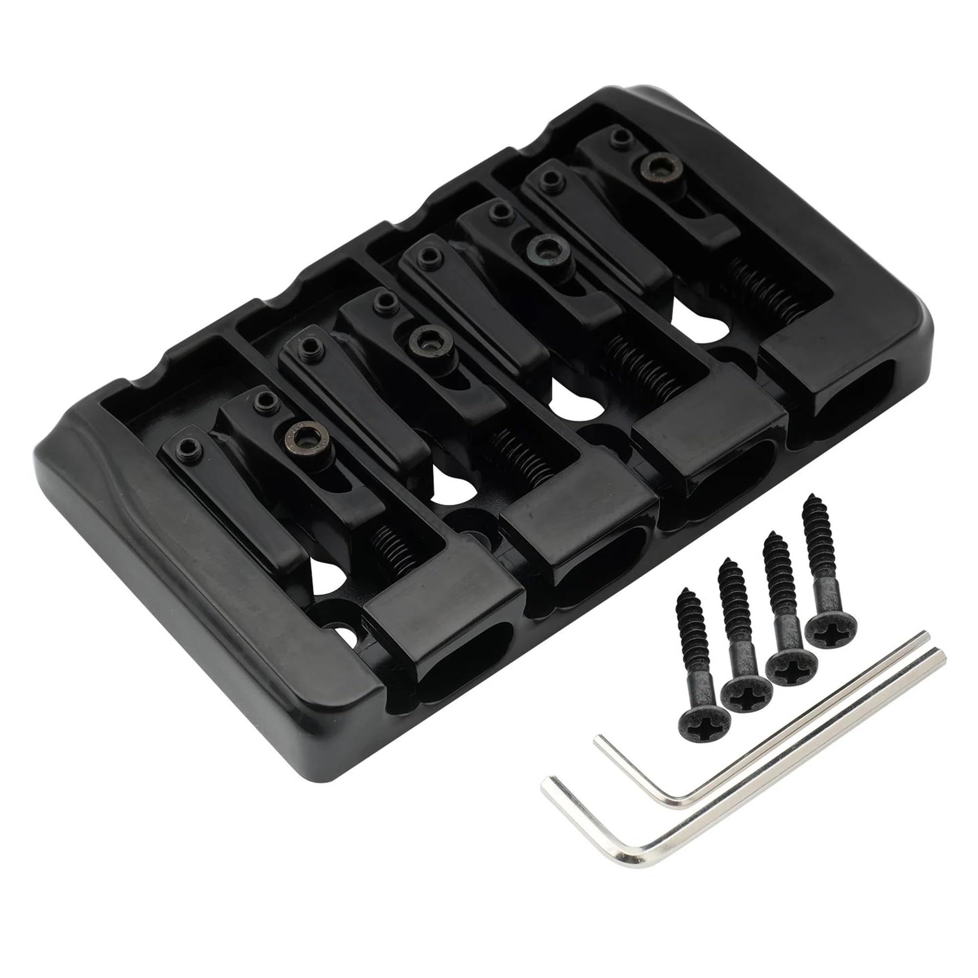 Accesorios Profesionales Puente Para Bajo De 4 Cuerdas De Zinc Duro Con Bloqueo De 19 Mm Puente De Guitarra Profesional(Bk)