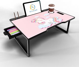 NILKAR Study Table Bed Table Premium Laptop Table/Foldable and Portable Wooden/Writing Desk for Office/Home/School (COTTED... Price In India