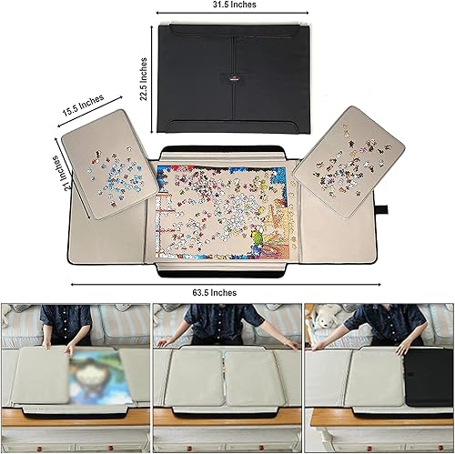 Miniatura 6 de ZYSM Mesa de rompecabezas portátil para adultos, organizador de rompecabezas y mesa de rompecabezas de almacenamiento, alfombrilla antideslizante