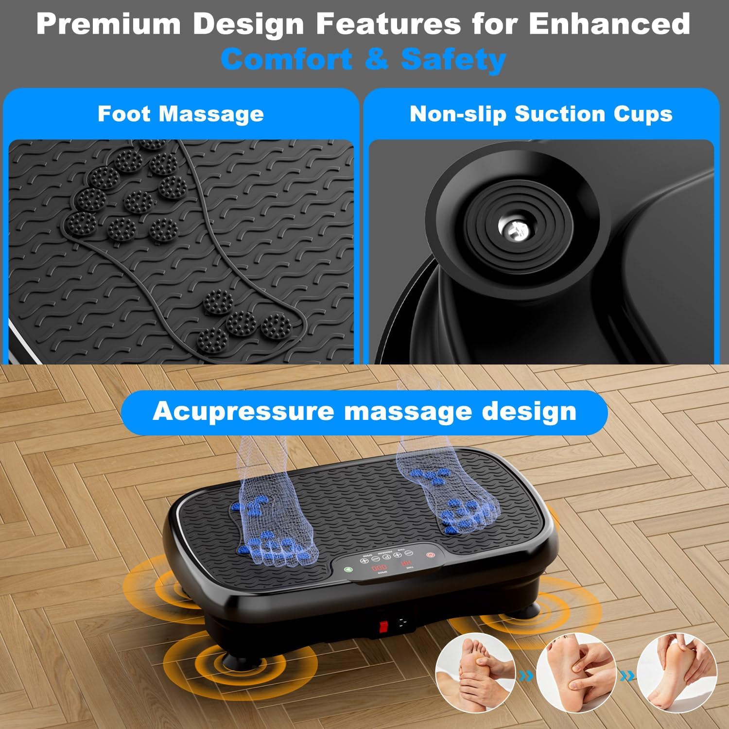 TDH Vibration Plate Exercise Machine, Power Vibration Platform for Weight Loss, Shaping and Toning with Resistance Band - Home Gym