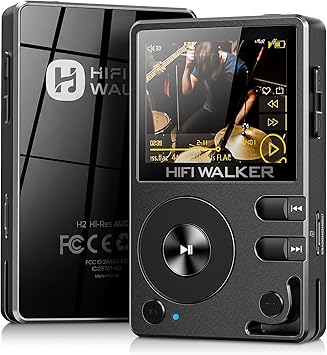 HIFI WALKER H2 Hi-Res Bluetooth MP3 Player with 64GB MicroSD Card, Portable Lossless Digital Audio Player with ESS DAC, DSD FLAC Support, USB DAC, Line Out, Physical Controls, Supports up to 512GB