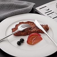 Vista 7 de LIYH 102 piezas de cubiertos de plástico plateado – Juego de cubiertos de plástico de alta resistencia, utensilios desechables, cuchillos