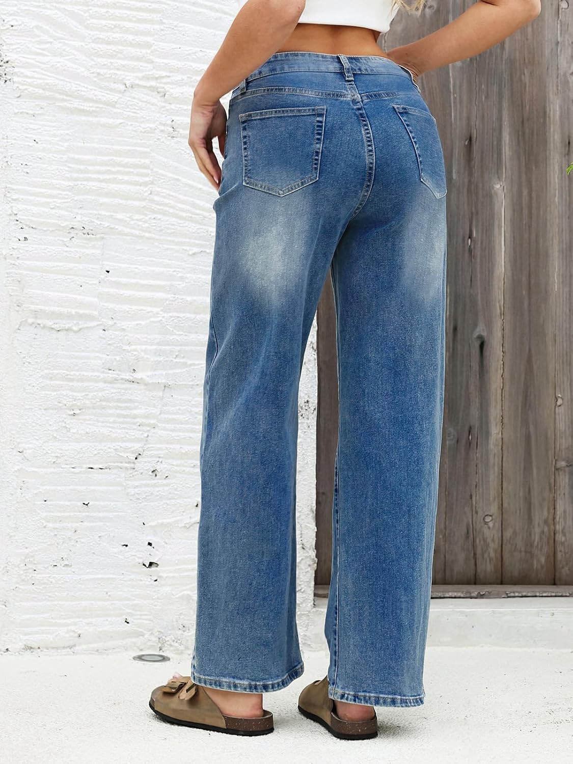 EZAPINE Embroidered Jeans for Women High Waist Floral Jeans with Pockets image 4