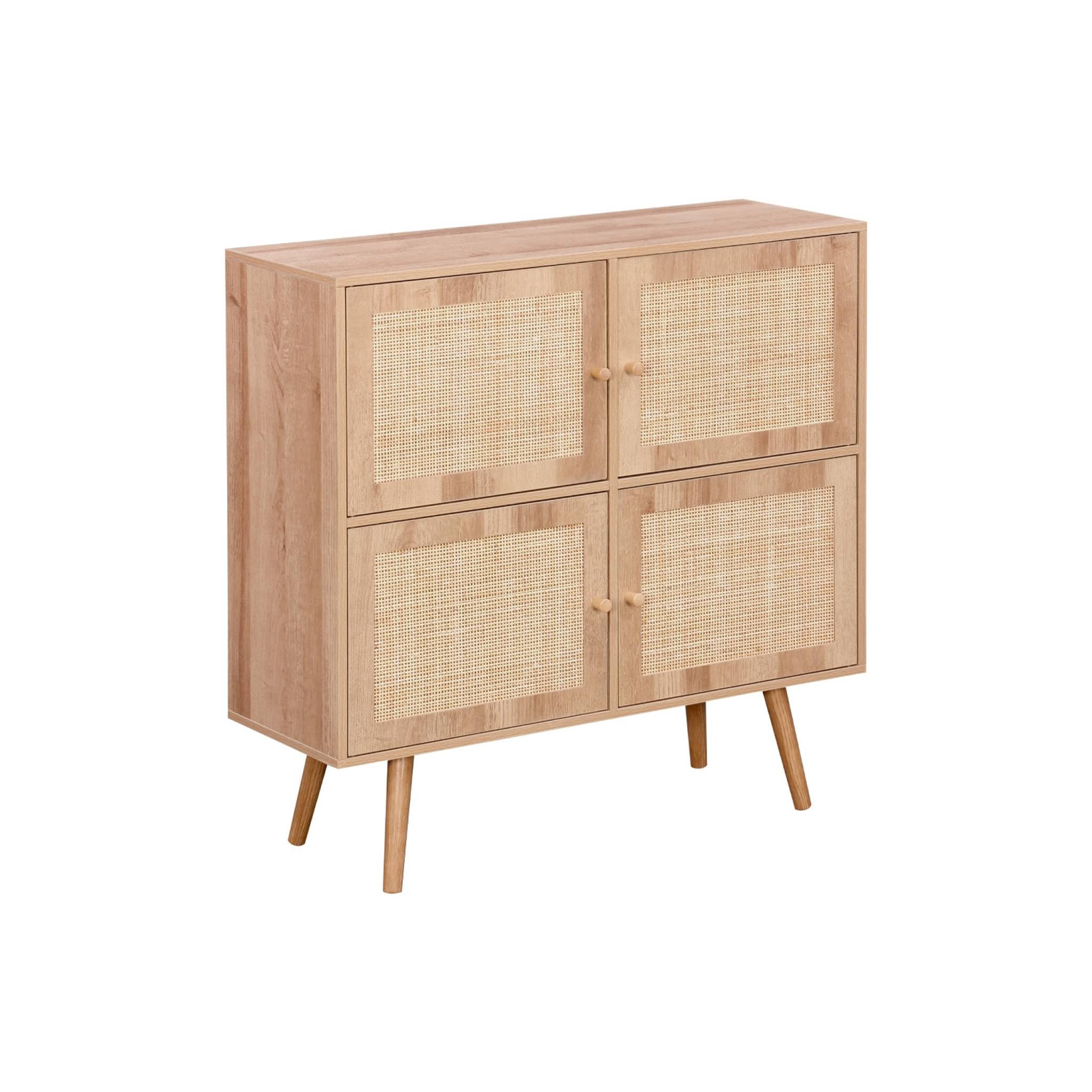sweeek - Commode Enfant décor Bois 4 Portes en cannage