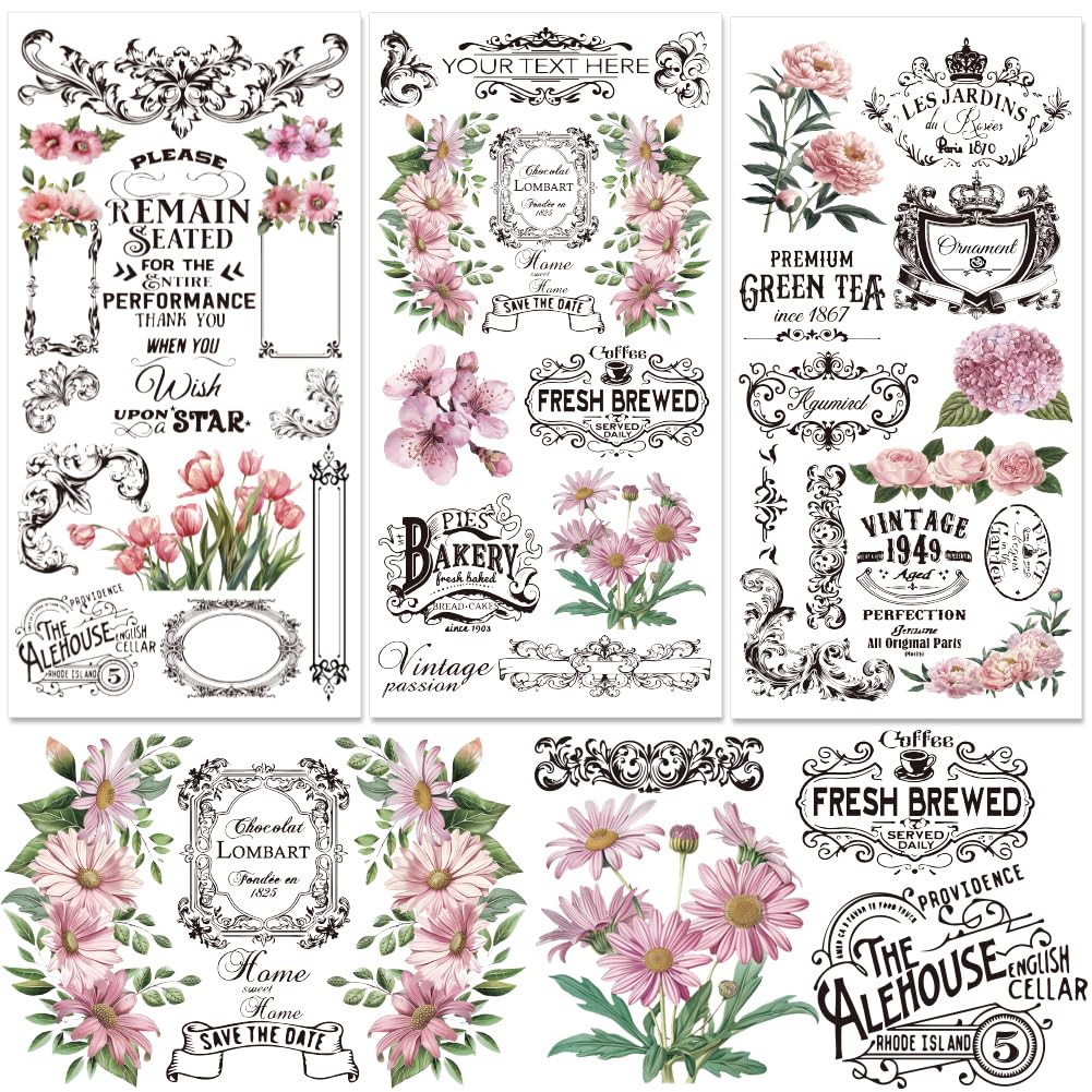 Transfert floral vintage pour meuble et décoration rétro de la maison et du bureau